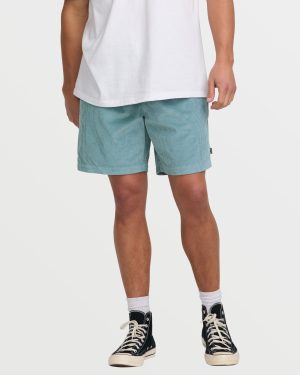 Larry Laybacks 19 Cord Shorts - Washed Blue