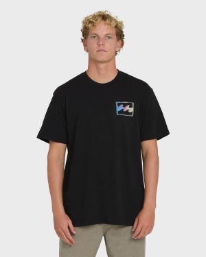 Crayon Wave Premium Short Sleeve Knit T-Shirt - Black