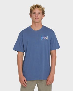 Crayon Wave Premium Short Sleeve Knit T-Shirt - Blue Horizon
