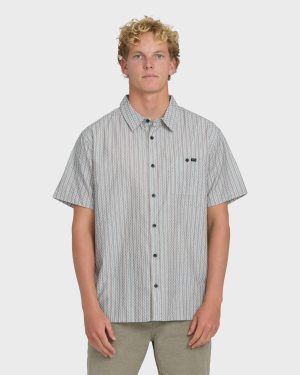 Sundays Jacquard Short Sleeve Woven Shirt - Fog Gray