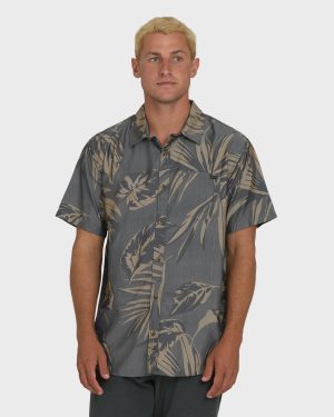 Sundays Lounge Short Sleeve Woven Shirt - Black
