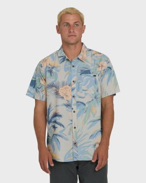 Sundays Lounge Short Sleeve Woven Shirt - Blue Horizon
