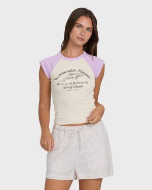 Wanderer Lilac Stripe Woven Shorts - Vintage Violet